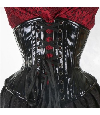 Women Vinyl Steel Boned Corset Waist Cinchers Heavy Duty Shinny Corsets